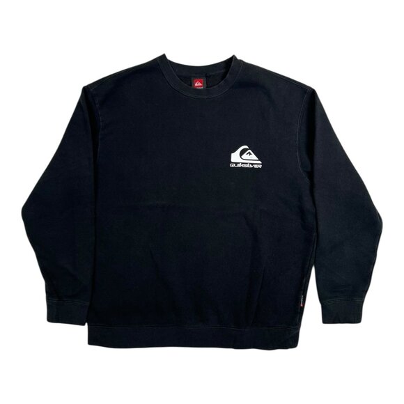 Vintage Quiksilver Black Crewneck Sweatshirt Size Laege Y2K Surf - Picture 1 of 8